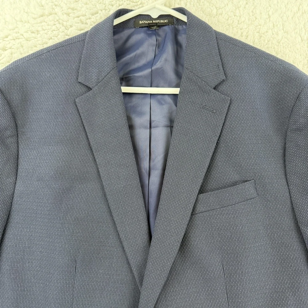 Banana Republic‎ Suit Jacket Mens 42R Blue Slim Fit Stretch Striped 2 Button